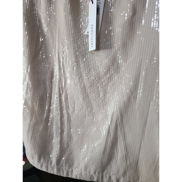 Sanctuary AllNighter Sequin Blouse Top MockNeck Women Champagne Cream Small Cr60 - Picture 3 of 5